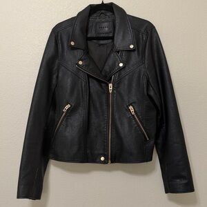 Blank NYC Black Leather Jacket with Gold Accents